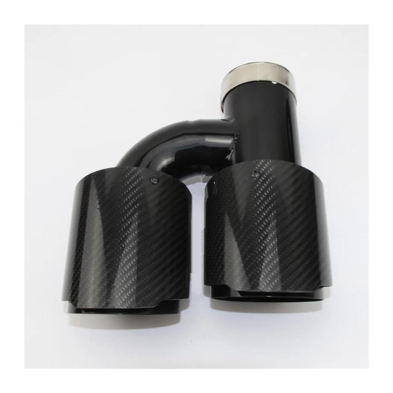 Endrohr Schalldämpfer Auto Styling Modifikation Universal Dual Glossy Black Automobile Auspuffrohr Schalldämpfer Spitze(66 out 89mm) von LAPPGNGFYA