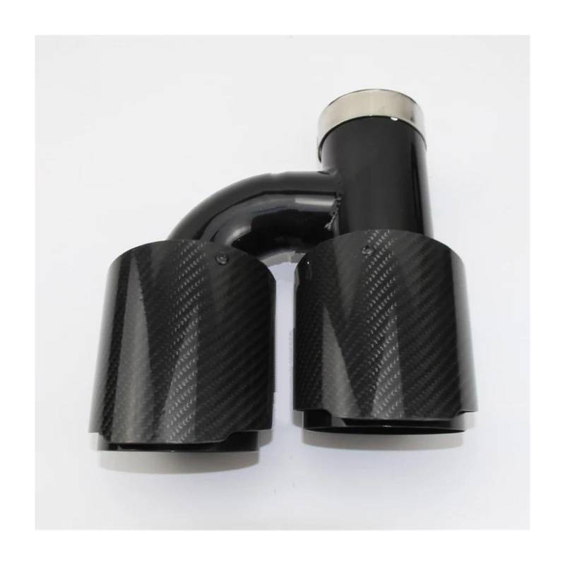 Endrohr Schalldämpfer Auto Styling Modifikation Universal Dual Glossy Black Automobile Auspuffrohr Schalldämpfer Spitze(66 out 89mm) von LAPPGNGFYA