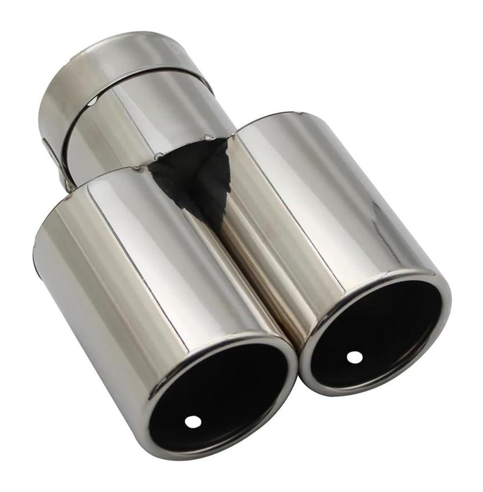 Endrohr Schalldämpfer Auto Styling Schalldämpfer Auspuff Endrohr Spitze Flach Universal Gerade Edelstahl Multi Size Dual Outlet(Silver 54MM) von LAPPGNGFYA
