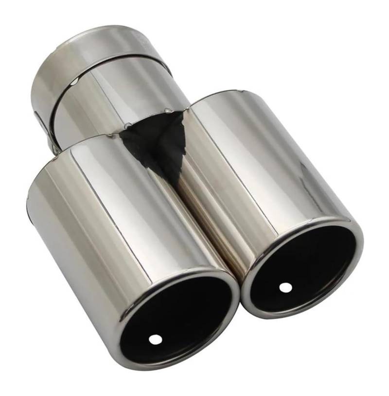 Endrohr Schalldämpfer Auto Styling Schalldämpfer Auspuff Endrohr Spitze Flach Universal Gerade Edelstahl Multi Size Dual Outlet(Silver 54MM) von LAPPGNGFYA