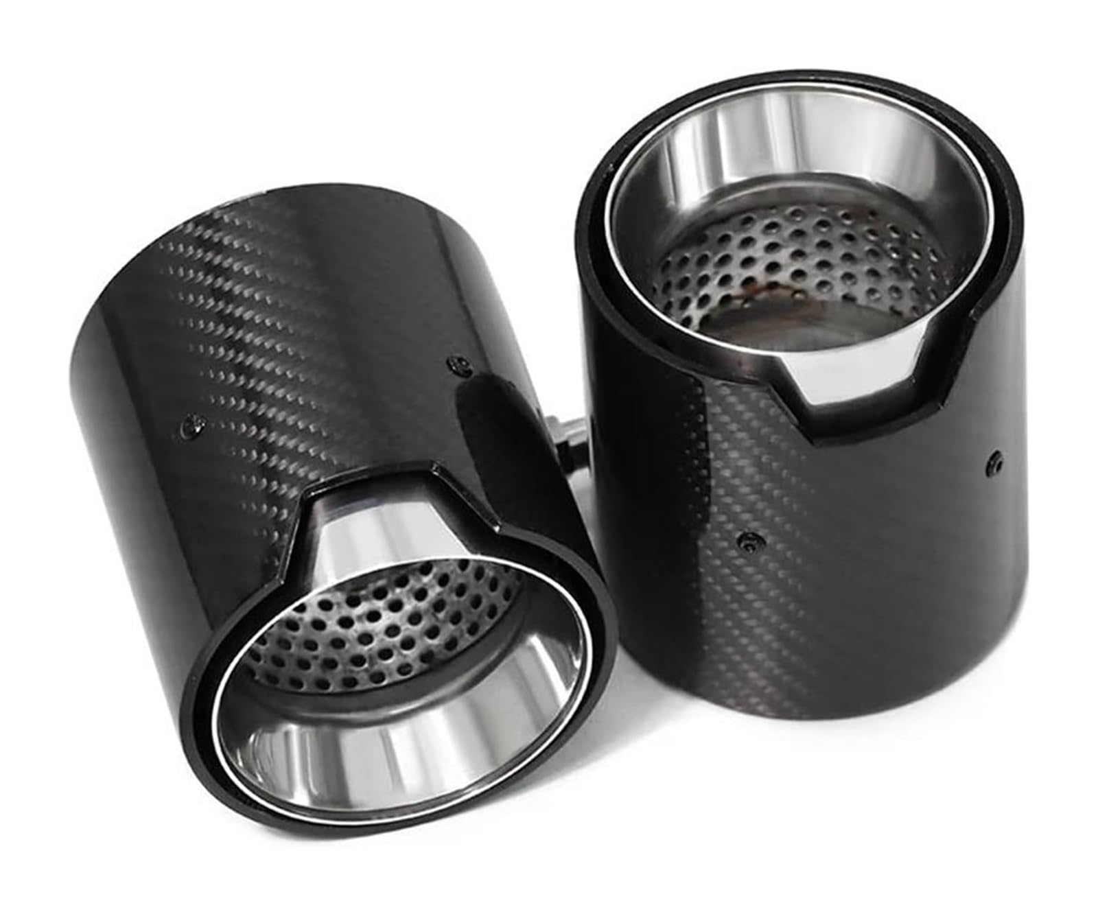 Endrohr Schalldämpfer Für B&MW 2er F22 F23 235i 240i F20 F21 135i 140i Auto-Auspuffblende Carbonfaser ID60mm Schalldämpfer 2 Stück(Silber) von LAPPGNGFYA