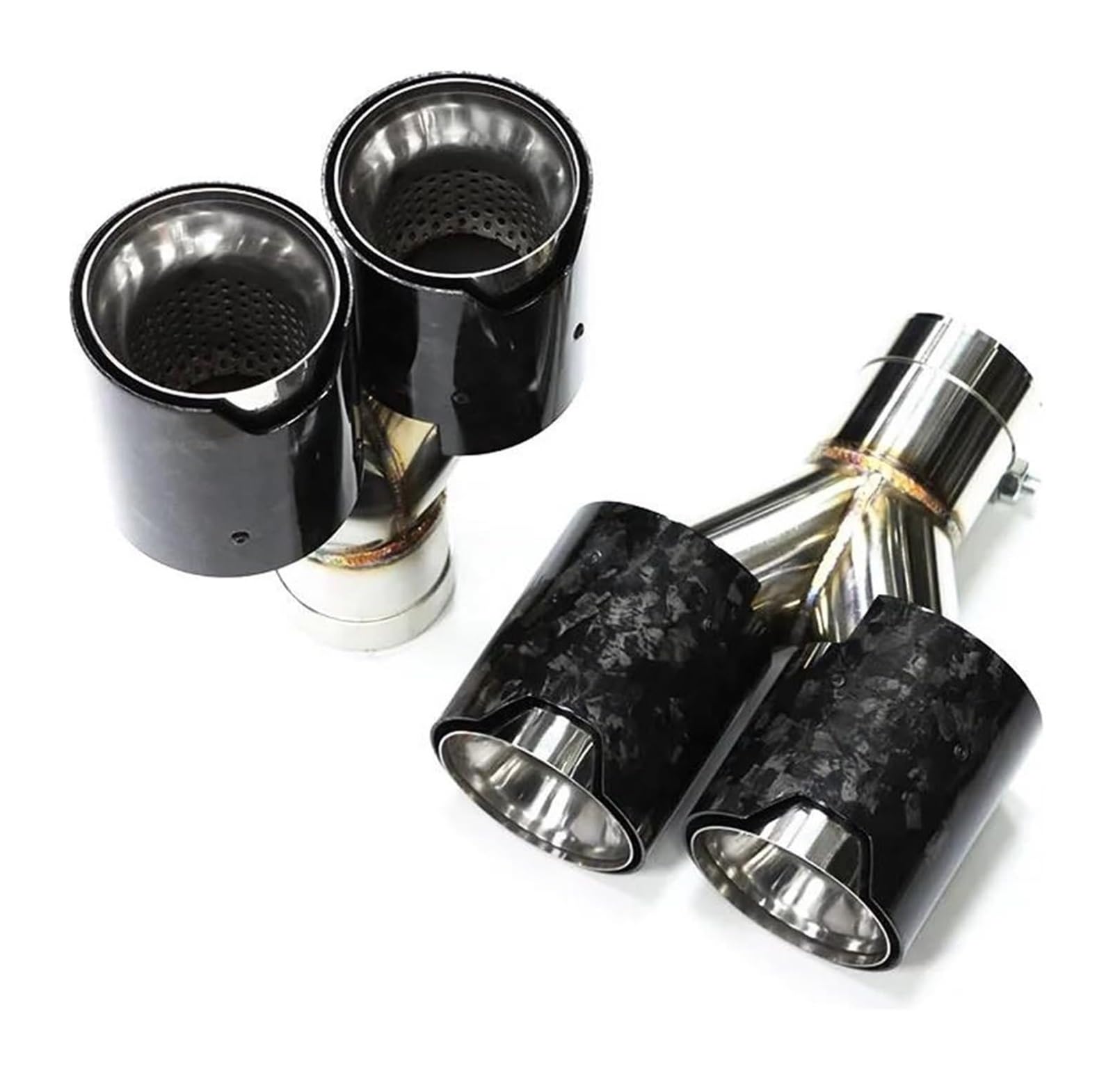 Endrohr Schalldämpfer Für B&MW Auspuffspitze Quad Y Universal Geschmiedet Carbon Fiber Auto Rohr Schalldämpfer Düse Schwanz 1 Paar(ID54MM) von LAPPGNGFYA