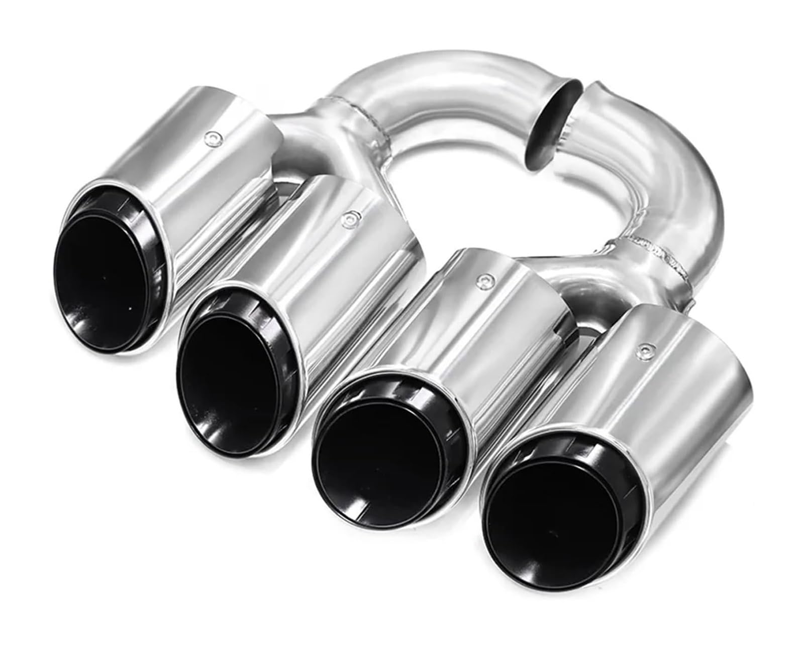 Endrohr Schalldämpfer Für Cayenne 2011 2012 2013 2014 Auspuff Modifikation Upgrade Dual Outlet Quad Sport Endrohr Edelstahl Schalldämpfer(Long Silver) von LAPPGNGFYA