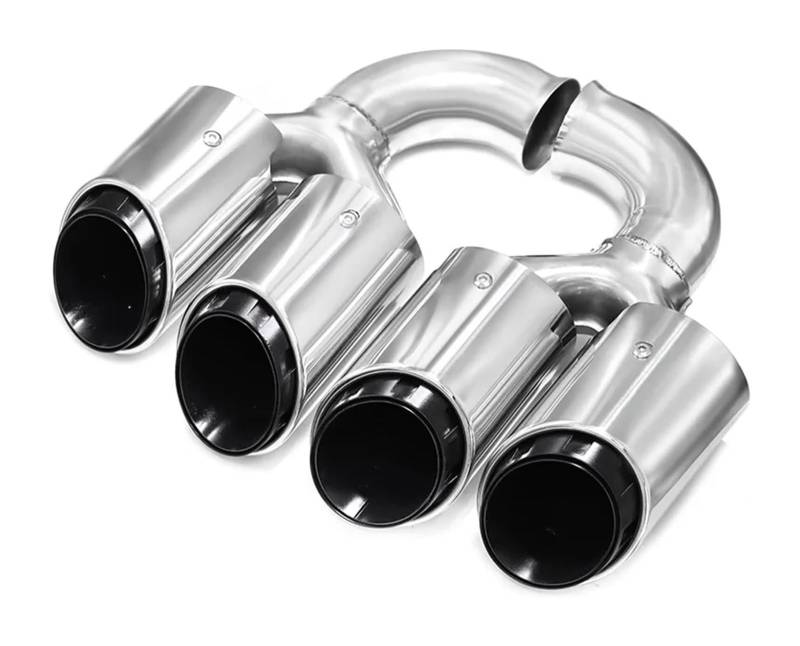 Endrohr Schalldämpfer Für Cayenne 2011 2012 2013 2014 Auspuff Modifikation Upgrade Dual Outlet Quad Sport Endrohr Edelstahl Schalldämpfer(Long Silver) von LAPPGNGFYA