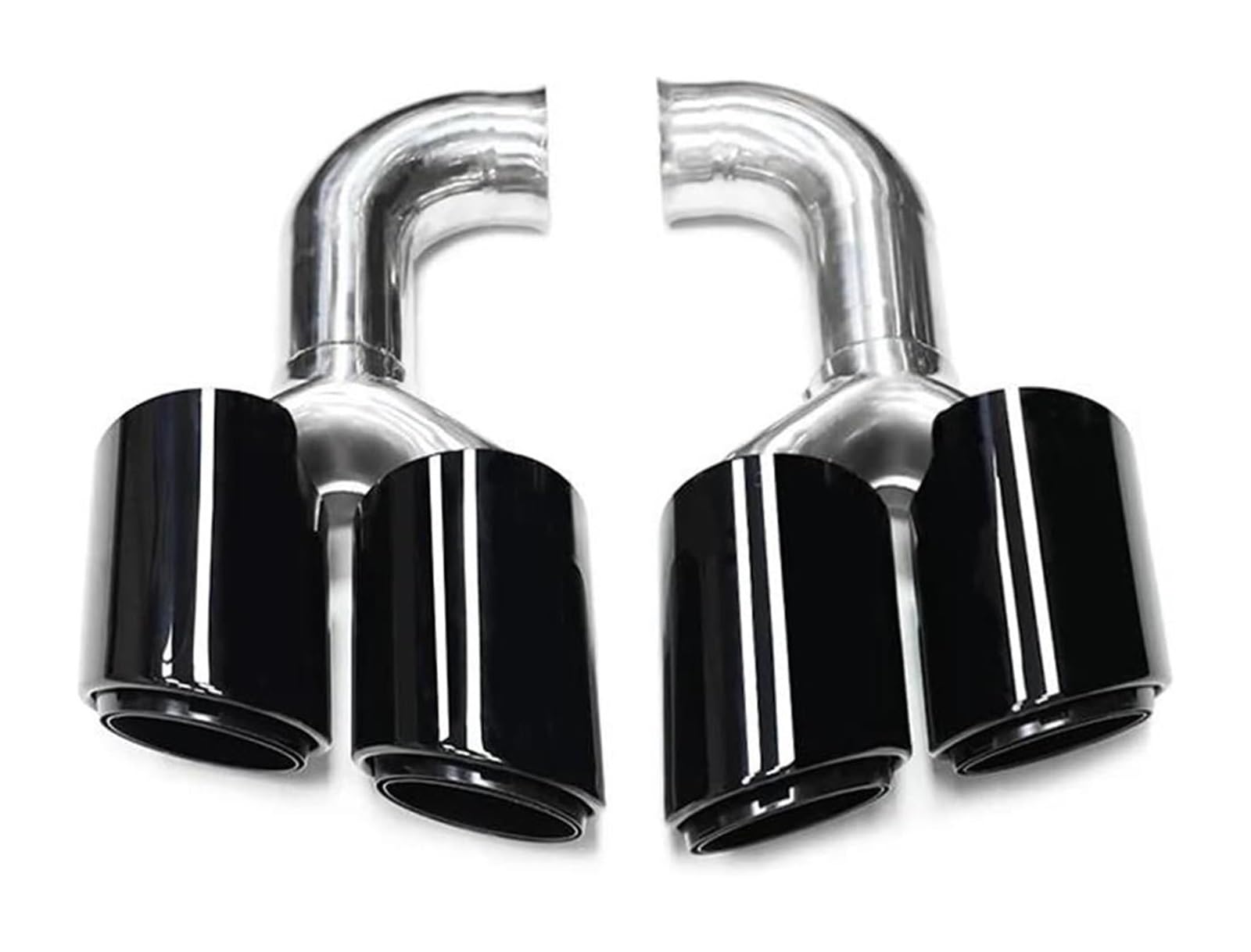Endrohr Schalldämpfer Für Cayenne 958 2011 2012 2013 2014 Quad Auto Auspuff Spitze 304 Edelstahl Schalldämpfer Düse Endrohr System(Black B Long) von LAPPGNGFYA