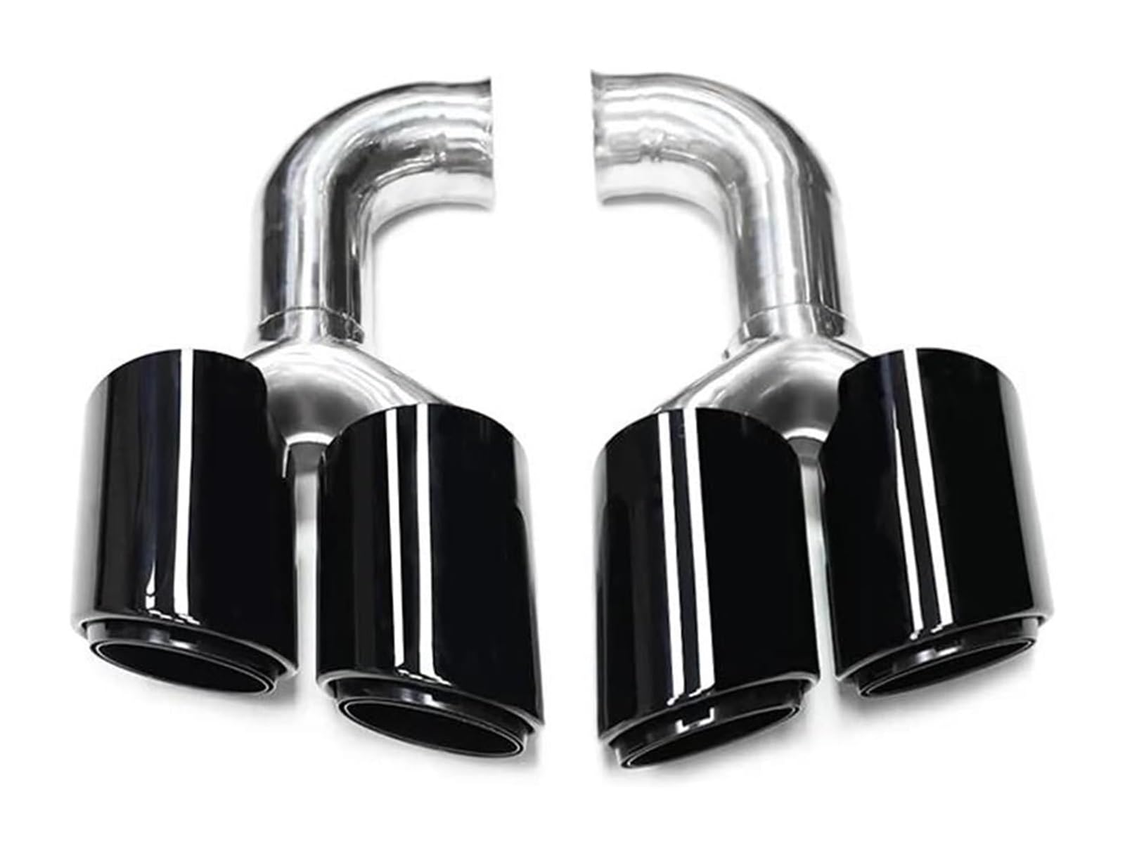 Endrohr Schalldämpfer Für Cayenne 958 2011 2012 2013 2014 Quad Auto Auspuff Spitze 304 Edelstahl Schalldämpfer Düse Endrohr System(Black Short) von LAPPGNGFYA