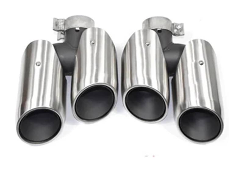 Endrohr Schalldämpfer Für Macan 2014 2015 2016 2017 Auspuffumbau-Upgrade 4-Auslass-Sport-Endrohr Edelstahl-Schalldämpfer(Bilayer Silver B) von LAPPGNGFYA