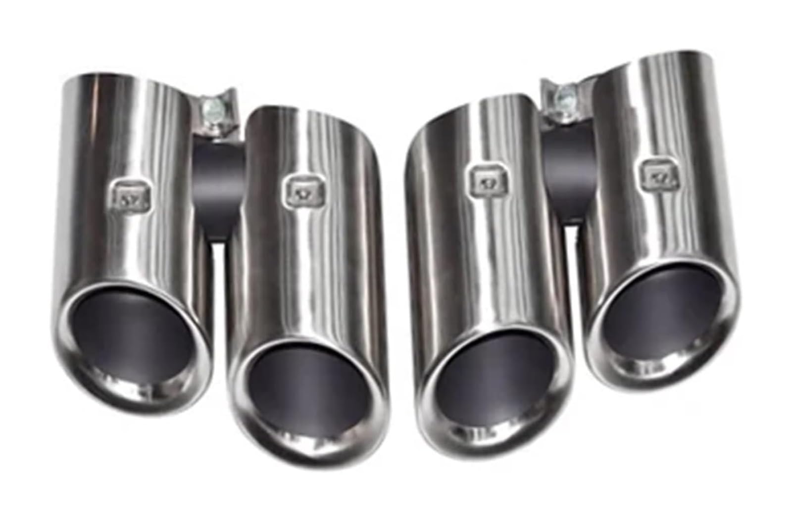 Endrohr Schalldämpfer Für Macan 2014 2015 2016 2017 Auspuffumbau-Upgrade 4-Auslass-Sport-Endrohr Edelstahl-Schalldämpfer(Monolayer Silver B) von LAPPGNGFYA
