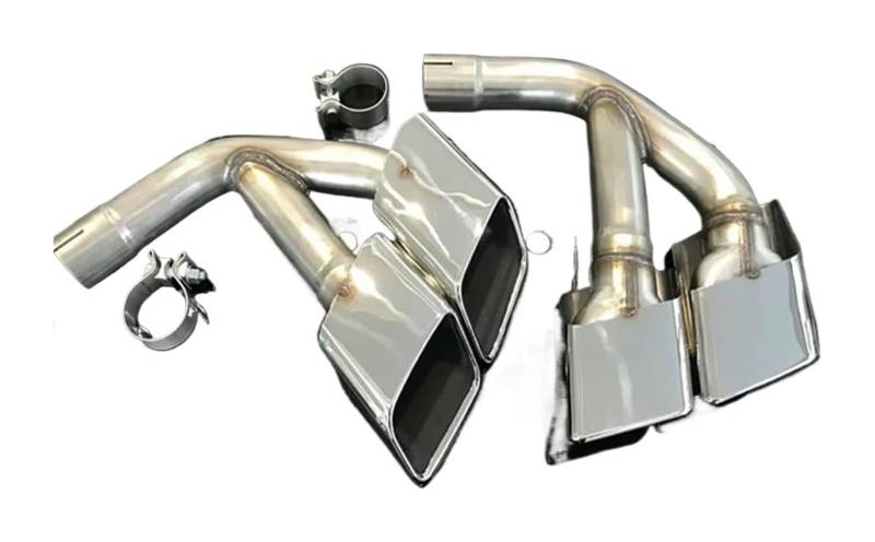 Endrohr Schalldämpfer Für Q7 4M SQ7 2017 2018 Quad Auspuff Spitze Schalldämpfer Design Rohr Schwanz Düse System(Silver Petrol 2.0t) von LAPPGNGFYA