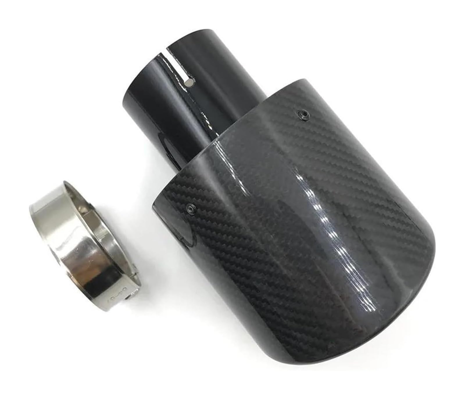 Endrohr Schalldämpfer Für T&oyota Für Reiz 105 * 75 Mm Endrohrauslass Auto Styling Oval Carbon Fiber Glossy Black Auspuff Universal Schalldämpferspitze(60-115) von LAPPGNGFYA
