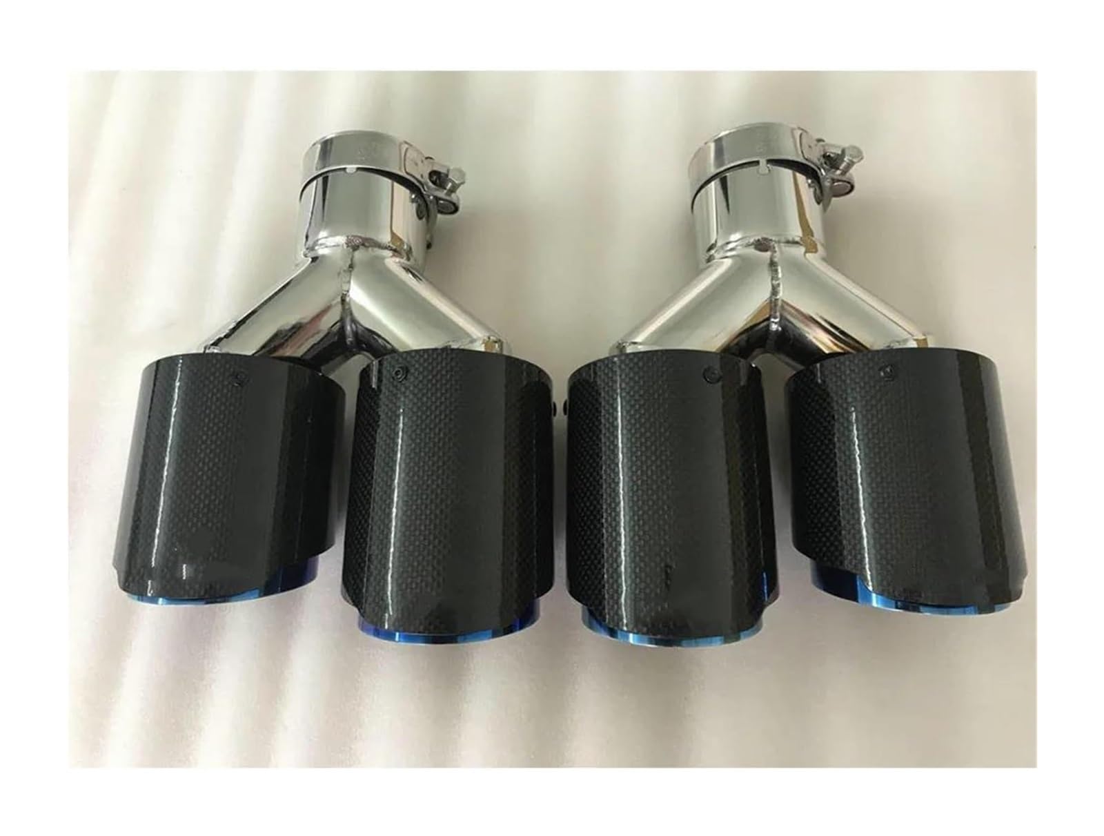Endrohr Schalldämpfer Linke Und Rechte Automodifikation Universal Dual Blue Automobile Auspuffrohr Schalldämpfer Spitze 2St(70 IN- 89 OUT) von LAPPGNGFYA