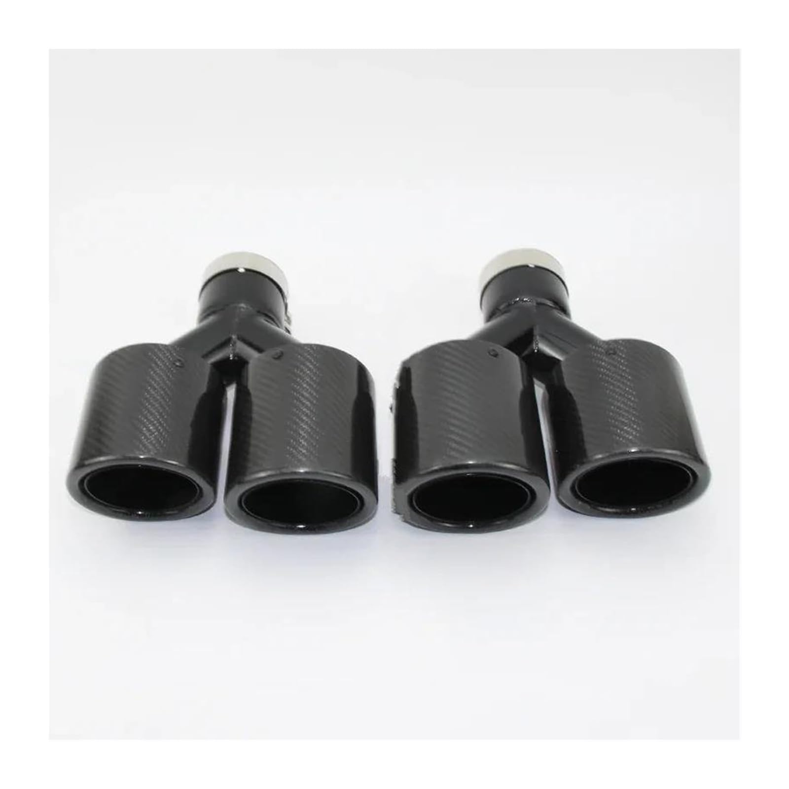 Endrohr Schalldämpfer Or So Auto Endrohr Schwarzer Köper Kohlefaser Gerollte Kante Y-Klemme Vier Auslässe Auspuffschalldämpfer 1 Paar(60mm out 76mm) von LAPPGNGFYA