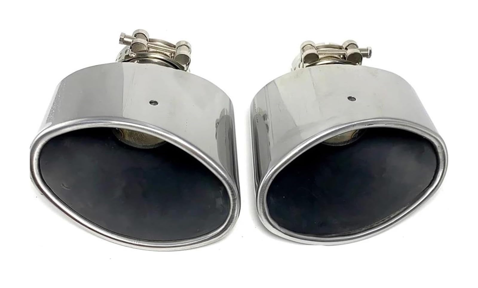 Endrohr Schalldämpfer Universal Auspuffendrohr Edelstahl Für Autos 150 Mm Auslass Gerolltes Ovales Schräges Schalldämpfer Endrohr 1 Paar (L+R)(48MM IN-150MM OUT) von LAPPGNGFYA