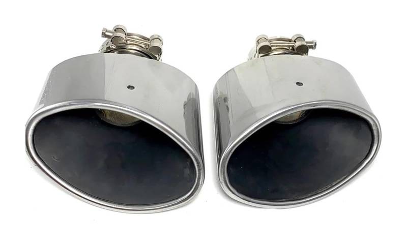 Endrohr Schalldämpfer Universal Auspuffendrohr Edelstahl Für Autos 150 Mm Auslass Gerolltes Ovales Schräges Schalldämpfer Endrohr 1 Paar (L+R)(48MM IN-150MM OUT) von LAPPGNGFYA