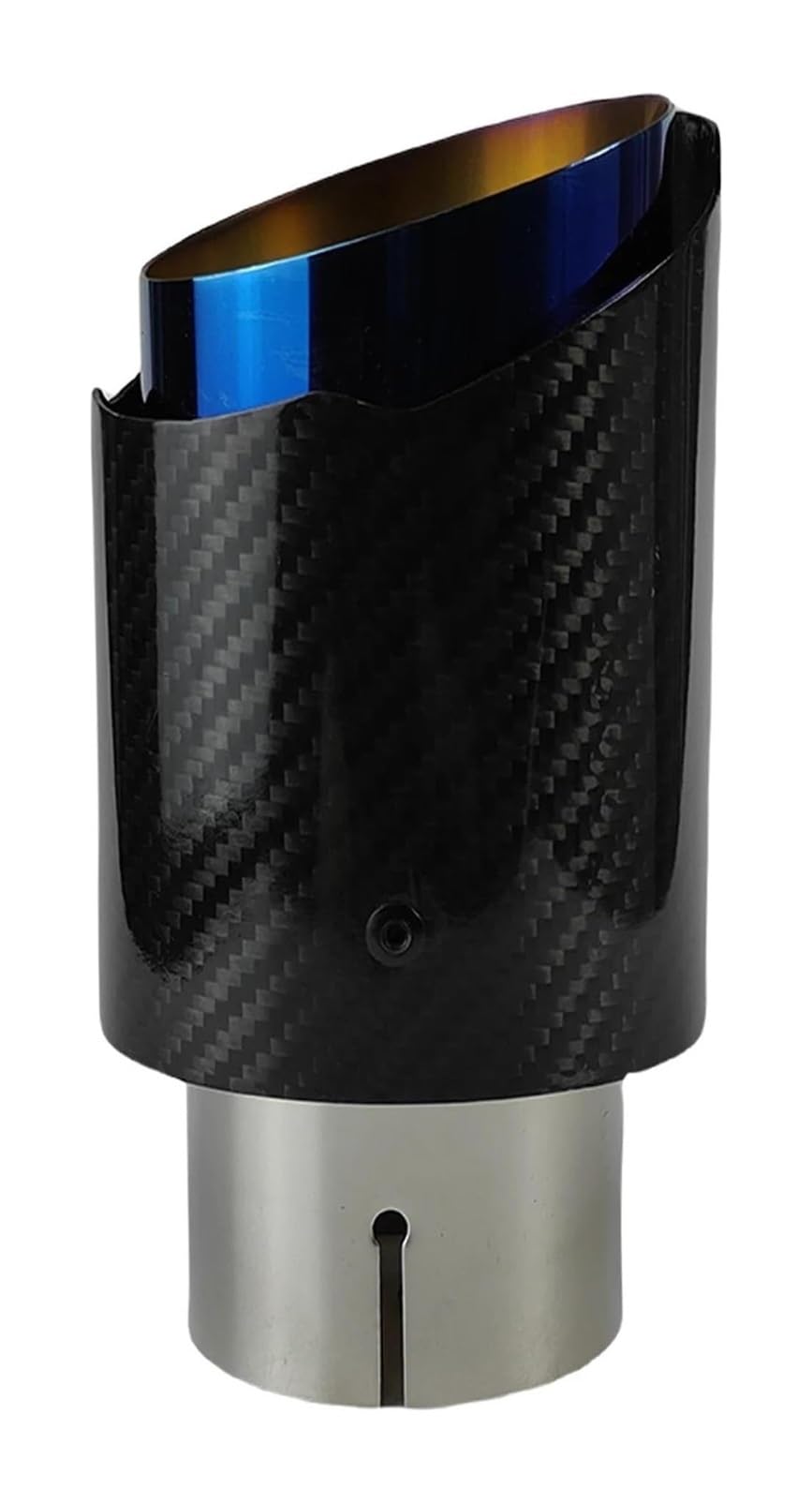Endrohr Schalldämpfer Universal Auto Carbon Fiber Endrohr Edelstahl Schalldämpfer Blau Beschichtung Twill Glänzend Auspuffdüse Spitze 1 Stück(60-89) von LAPPGNGFYA