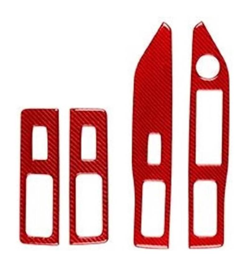 Fensterheberschalter Für Dodge Für Caliber 2007 2008 Kohlefaser-Fensterheber-Bedienknopf-Panel-Trimm-Auto-Innendekor-Aufkleber(1 Red RHD) von LAPPGNGFYA
