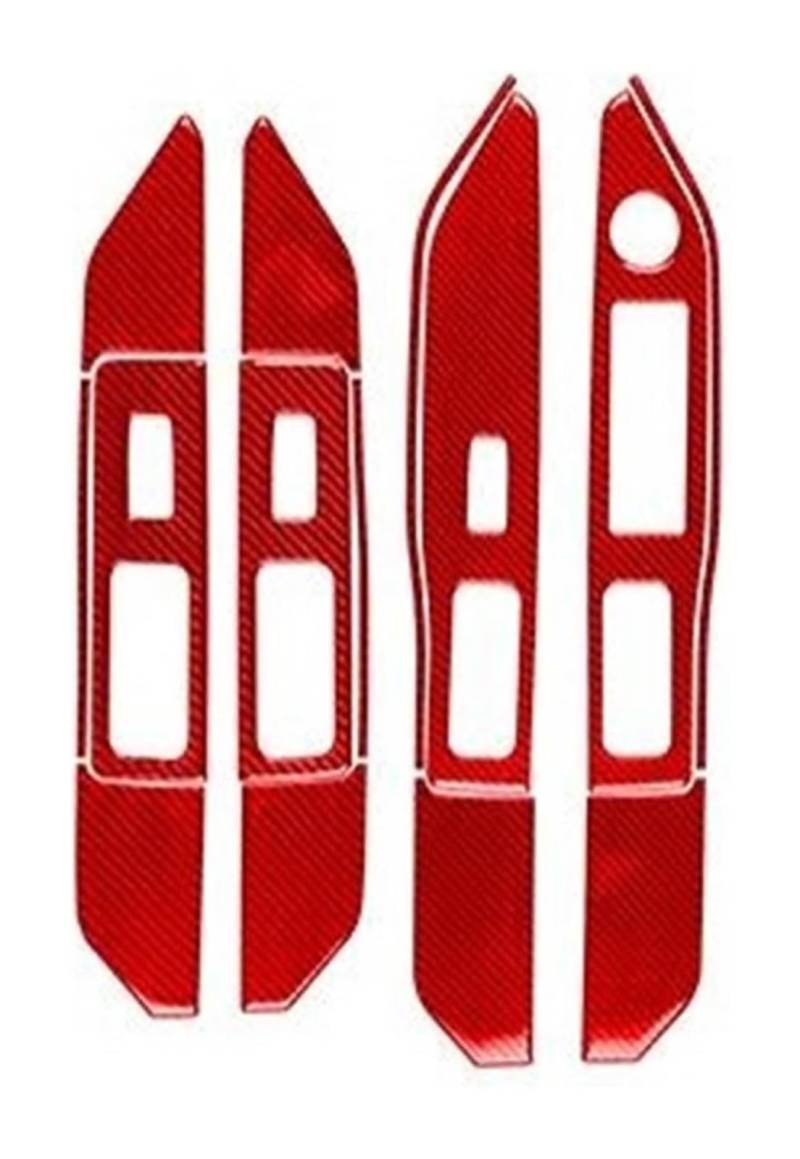 Fensterheberschalter Für Dodge Für Caliber 2007 2008 Kohlefaser-Fensterheber-Bedienknopf-Panel-Trimm-Auto-Innendekor-Aufkleber(3 Red RHD) von LAPPGNGFYA
