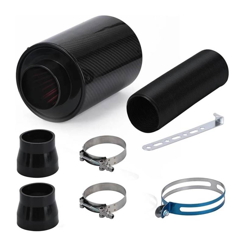 Universal 3 "Luftansaugfilter-Kit Filterbox Auto Kaltluftansaugsystem Mit Lüfter Racing Carbon Fiber Cold Feed Induction Luftfilter Ansaugschlauch(WITHOUT FAN) von LAPPGNGFYA