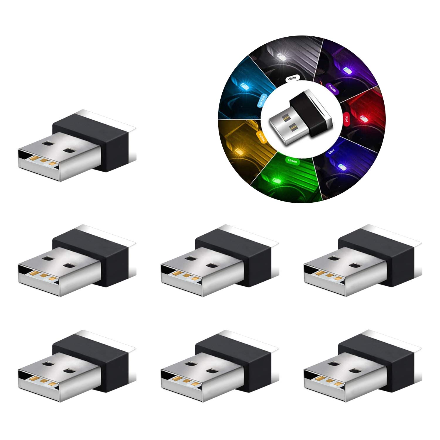 LED Atmosphäre Licht, LATTCURE 7 LED Auto USB Beleuchtung Mini Wireless USB Universal LED Licht von LATTCURE