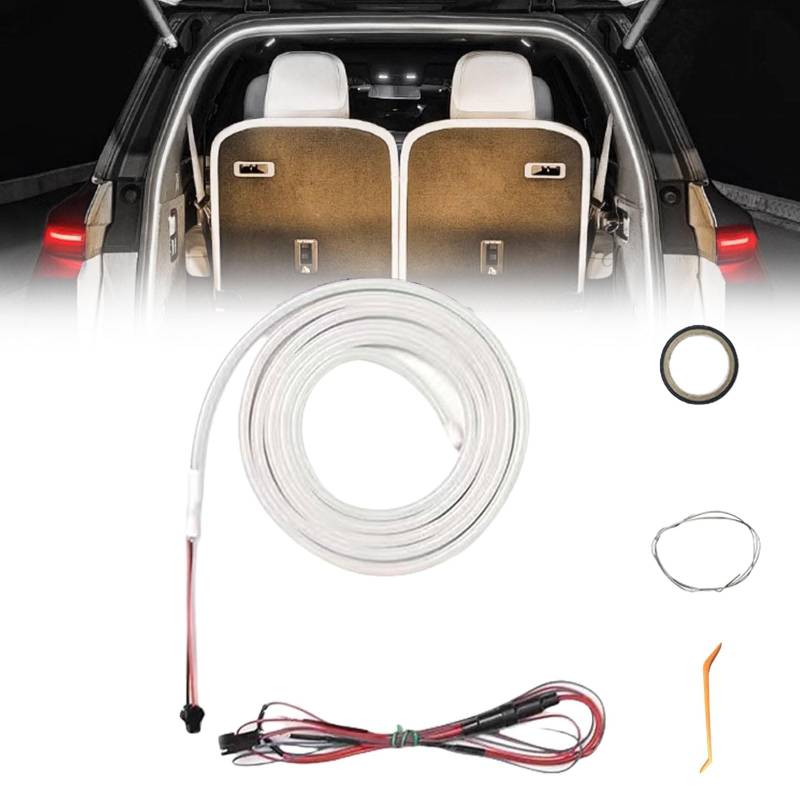 Dynamisch Fließende Auto Kofferraum Lichtleiste, Flexible Universal Kofferraum LED Lichtleiste, Wasserdichte Haube Dynamische Atmosphäre Lichter für Autos SUVs LKW Vans (Weiß) von LAUFUY