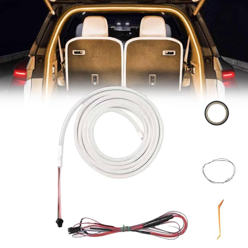 Dynamisch Fließende Kofferraum-Lichtleiste, Flexible Universal Trunk LED Lichtleiste, Wasserdichte Haube Dynamische Atmosphäre Lichter für Autos SUVs LKW Vans (Gelb) von LAUFUY