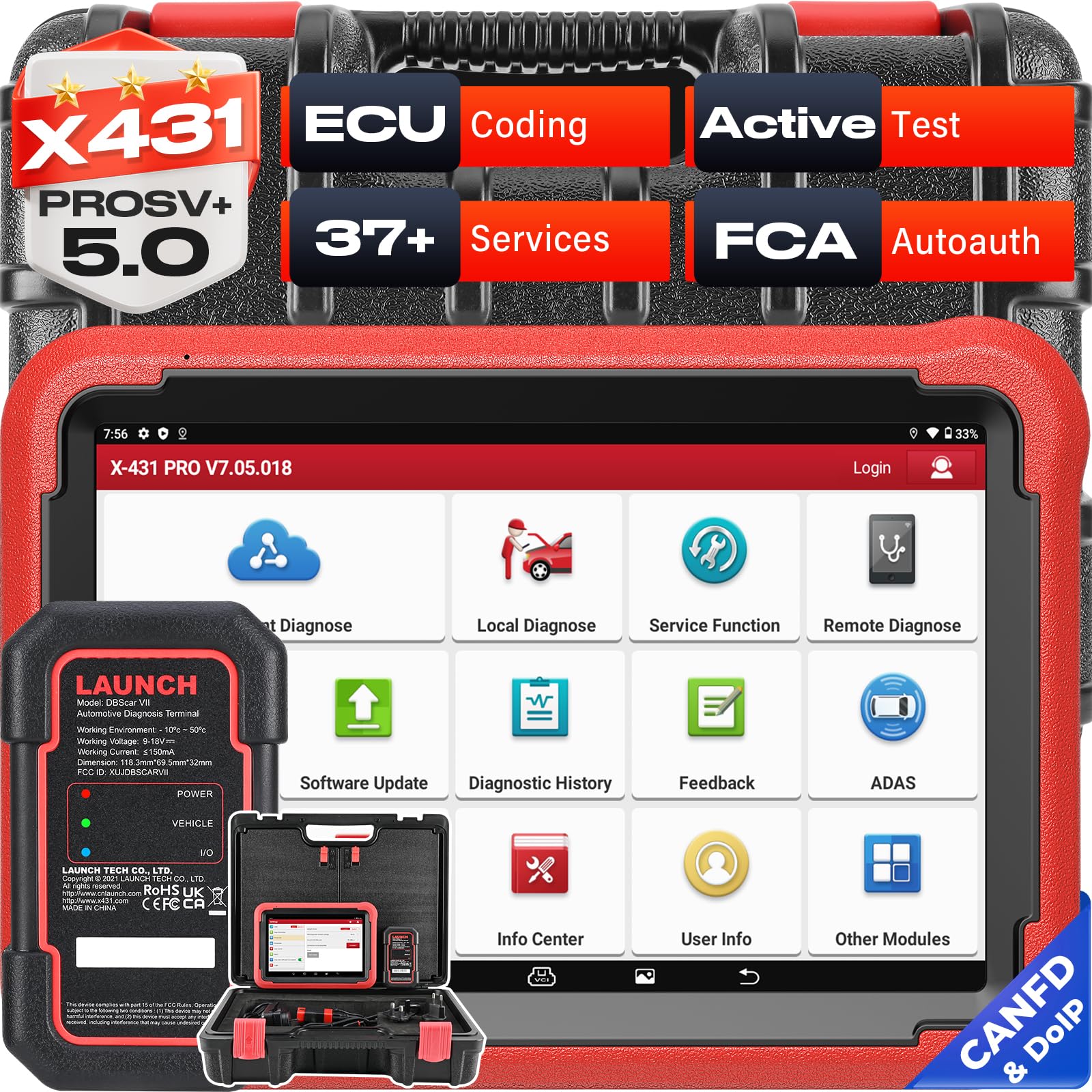 Launch X431 PROS V+ 1.0, 2023 Brandneu OBD2, OE Level Vollsystem Diagnosegerät KFZ, mit 37 Sonderfunktionen, Bi-Directional Control, IMMO Service, Schlüsselprogrammierung, ECU-Codierung von LAUNCH