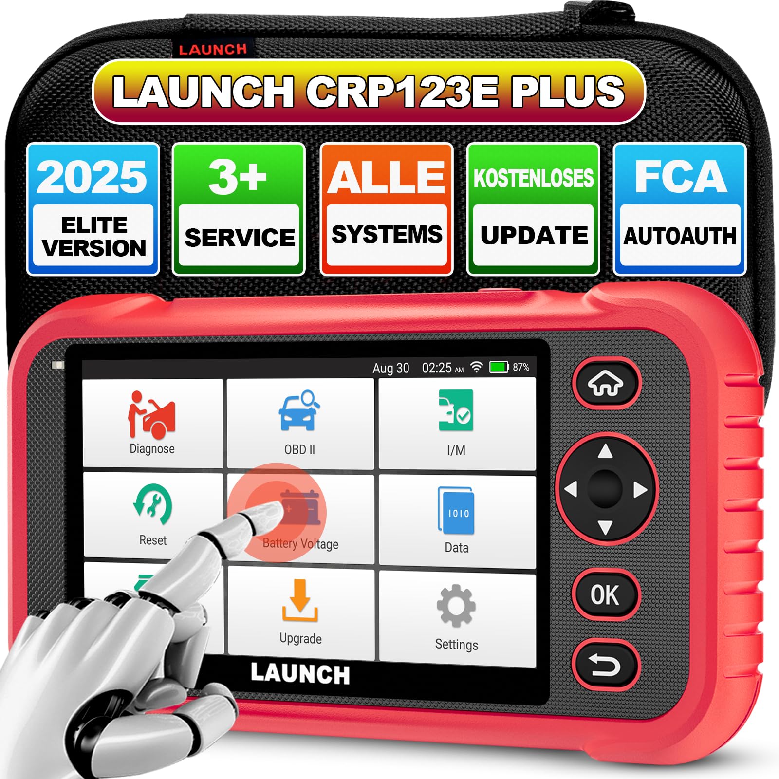 2024 Neu LAUNCH CRP123E V2.0 PlUS OBD2 Diagnosegerät Scanner Alle Systeme für ENG/AT/ABS/SRS/DOOR/EPB/EES/Armaturenbrett etc, mit 3 Rückstellservice SAS, Öl-Reset, elektrische Drosselklappe neu lernen von LAUNCH