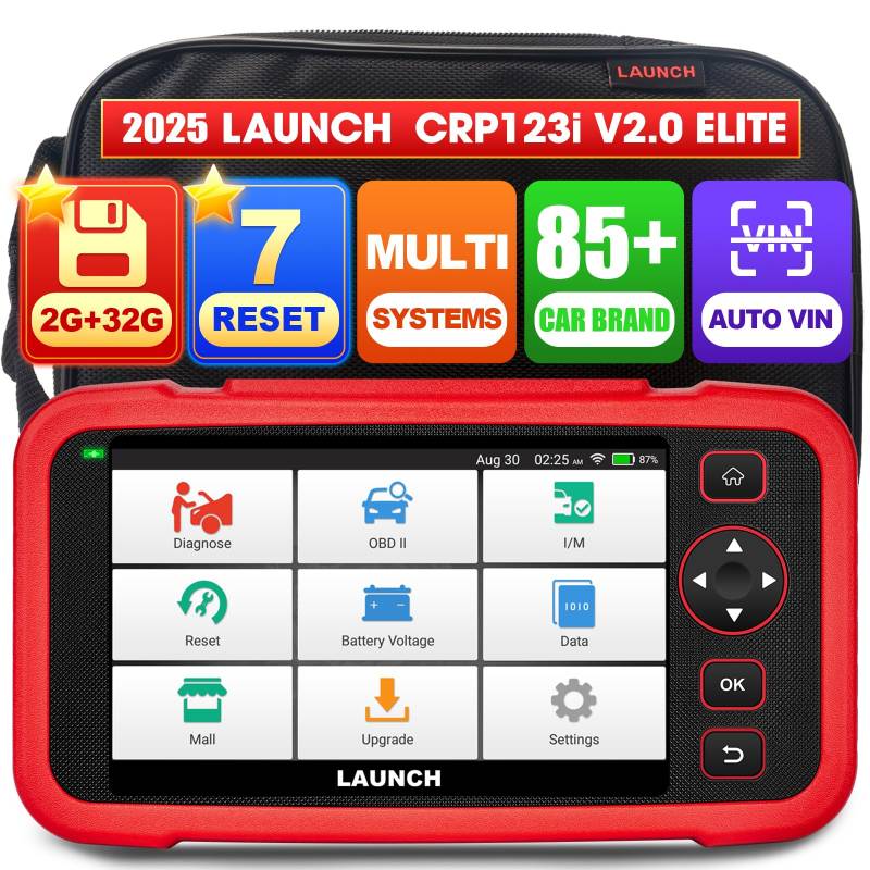 LAUNCH CRP123i V2.0 Auto obd2 Diagnosegerät für Fahrzeuge, 4 Systeme Diagnose Autos KFZ Codeleser Scanner, 7+ Reset Öl/Brake/SAS/ABS/DPF/BMS/ETS für Autos von LAUNCH