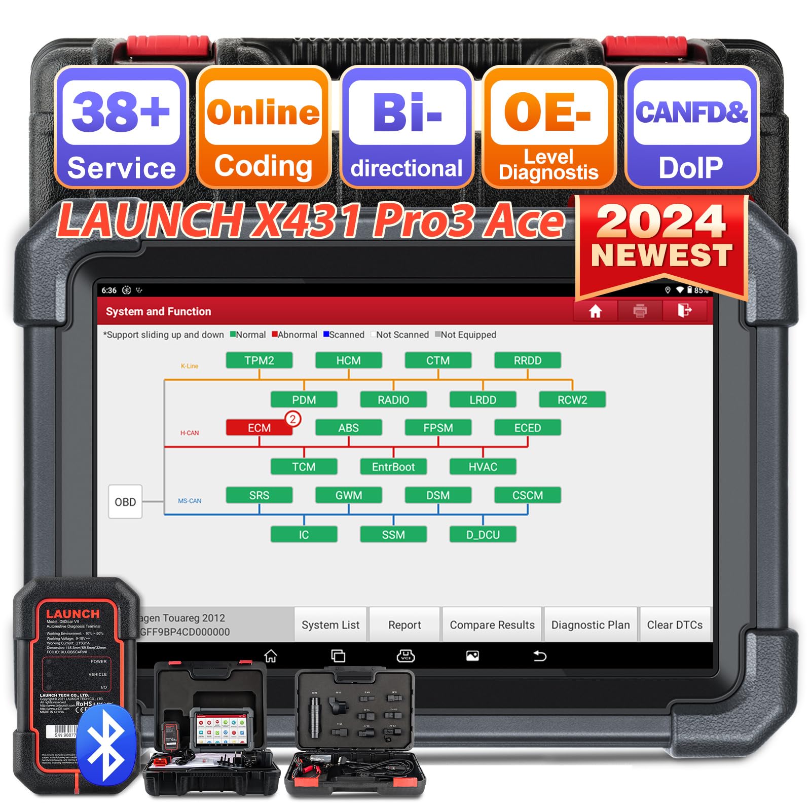 2024 LAUNCH X431 PRO3 ACE LAUNCH X431 obd2 diagnosegerät mit DBScar VII,OEM Topologie Mapping,Online-Codierung,CANFD DoIP,39+ Dienste,AutoAuth FCA SGW,HD LKW-Scan, IMMO,10.1 Zoll diagnosegerät Auto von LAUNCH