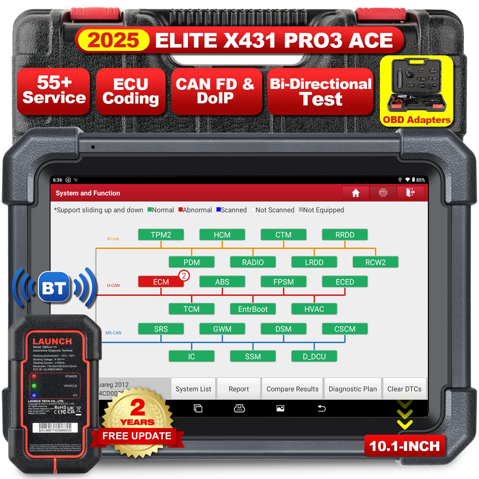 2024 LAUNCH X431 PRO3 ACE LAUNCH X431 obd2 diagnosegerät mit DBScar VII,OEM Topologie Mapping,Online-Codierung,CANFD DoIP,39+ Dienste,AutoAuth FCA SGW,HD LKW-Scan, IMMO,10.1 Zoll diagnosegerät Auto von LAUNCH