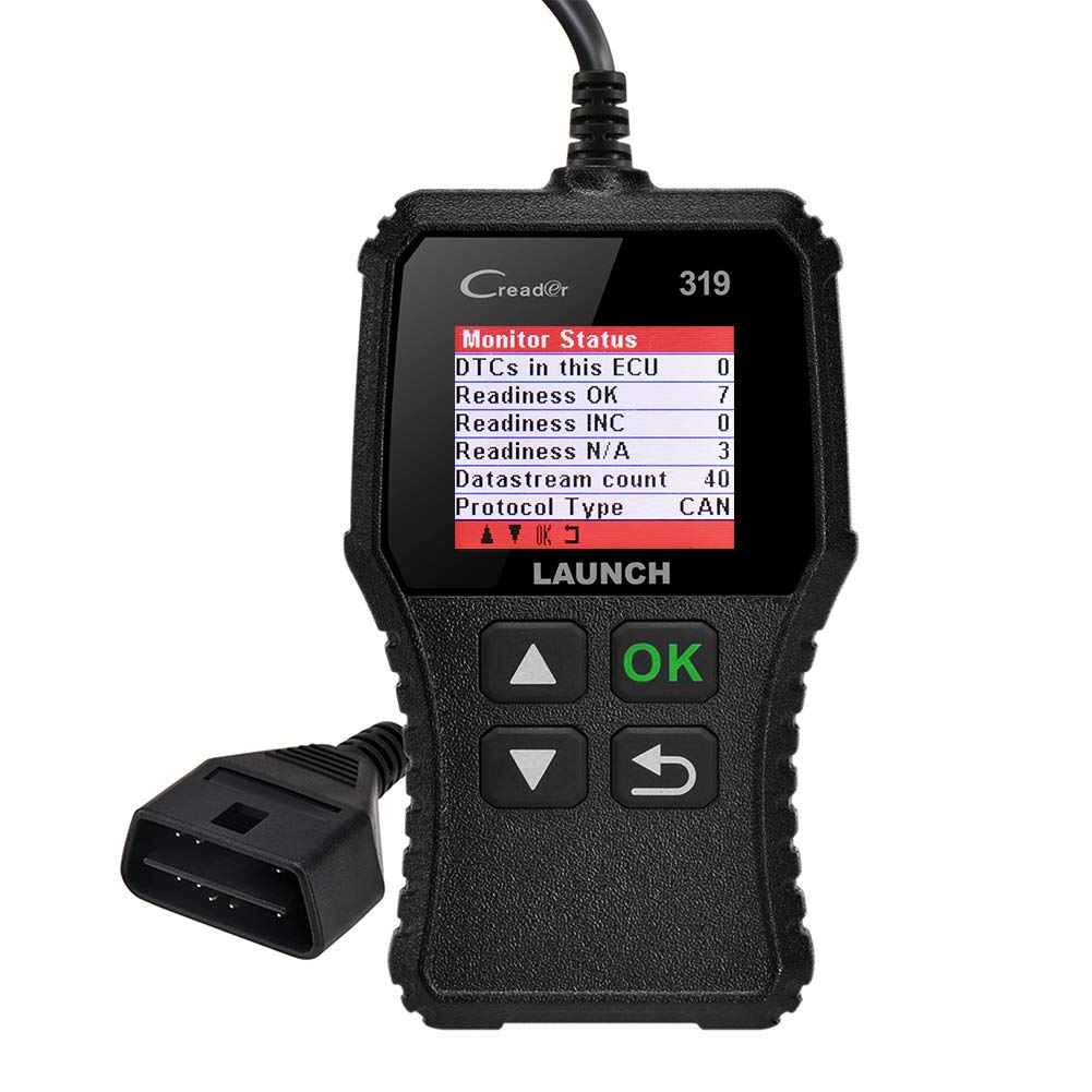 Launch CR319 OBD2 Diagnosegerät OBD Fahrzeug Code-Scanner Fehlercodeleser unterstützt alle Autos mit OBDII/EOBD/CAN-Modi und 16-Pin OBDII-Schnittstelle Code Lesen und Löschen O2-Sensor/EVAP-Test von LAUNCH
