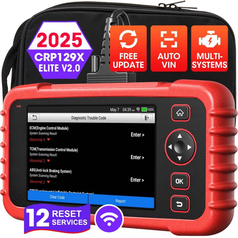 LAUNCH CRP129X obd2 Diagnosegerät mit 4-Systemdiagnosen(Motor SRS at/MT und ABS) zurücksetzen für öl SAS EPB TPM, 8 Reset-Funktionen von LAUNCH