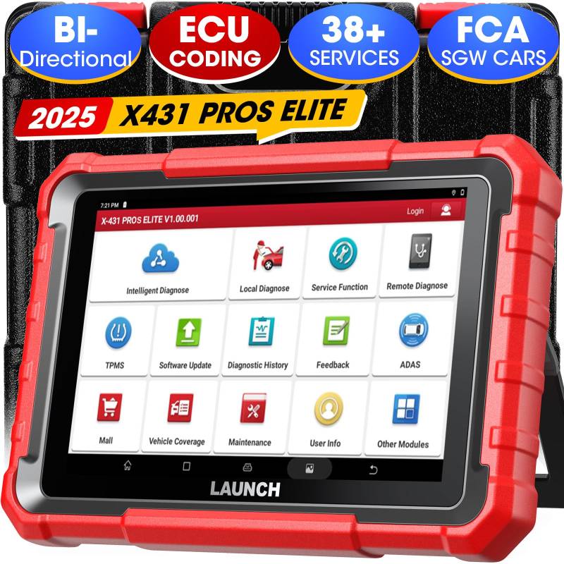 LAUNCH X431 PROS Elite OBD2 Diagnosegerät Auto, ECU-Codierung, Bidirektionales Vollsystem Diagnose Scanner, 38+ Dienst, CANFD&DoIP, FCA, Schlüsselprogramm, 2 Jahre Update von LAUNCH