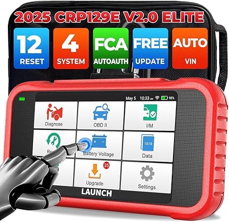 LAUNCH CRP129E obd2 Diagnosegerät Auto,KFZ-Codeleser EOBD Tester für die ABS SRS Motor und Getriebe mit Service Funktionen für DPF,Öl,EPB,SAS,TPMS,BMS und Drosselklappe regulieren,Injektor Codierung von LAUNCH