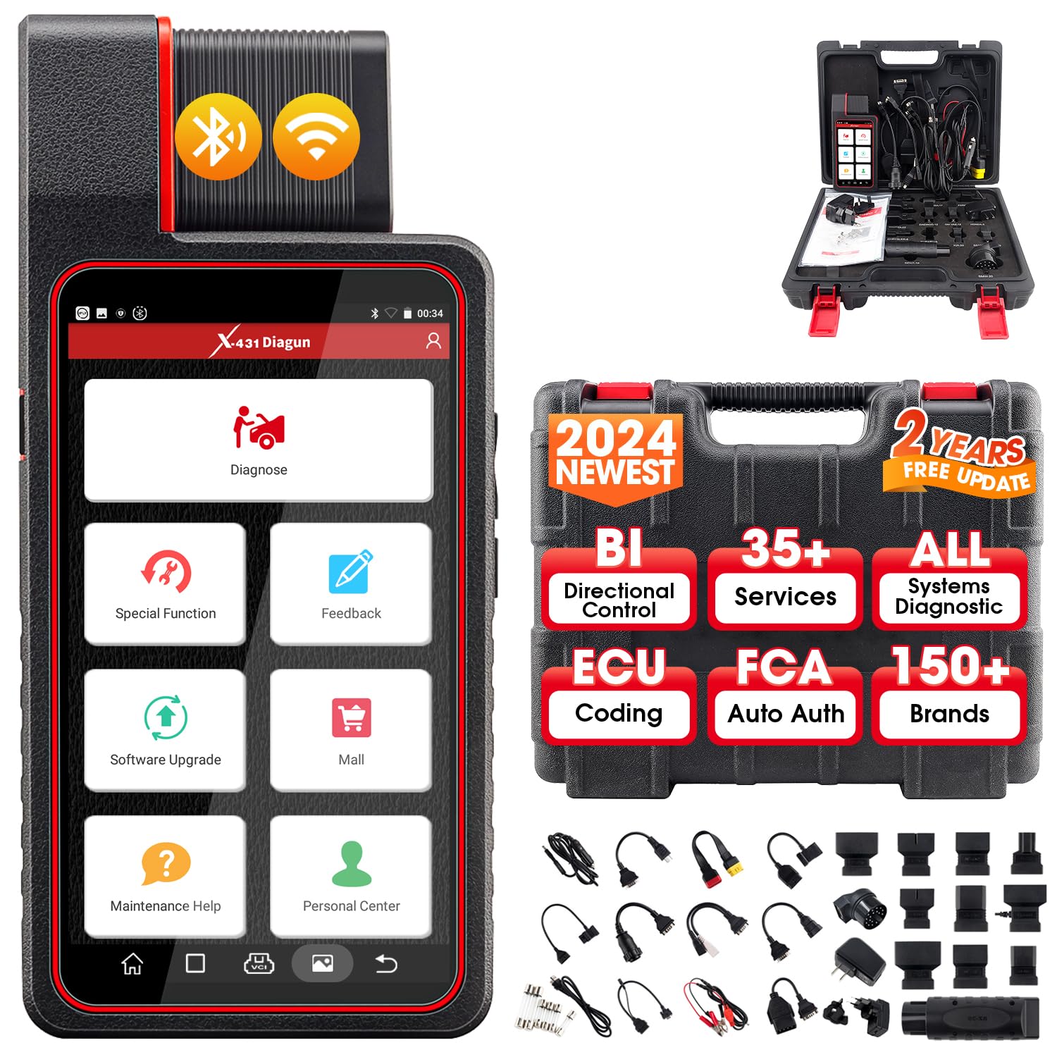 LAUNCH X431 DiagunV OBD2 Diagnosegerät für alle Systeme, mit ECU-Codierung, Schlüsselprogramm, Bidirektionales, Aktivtest, 31+ Reset-Service, AutoAuth für FCA SGW, gleiche Funktionen wie X431 V LAUNCH X431 DiagunV OBD2 Diagnosegerät für alle Systeme, mit ECU-Codierung, Schlüsselprogramm, Bidirektionales, Aktivtest, 31+ Reset-Service, AutoAuth für FCA SGW, gleiche Funktionen wie X431 V von LAUNCH
