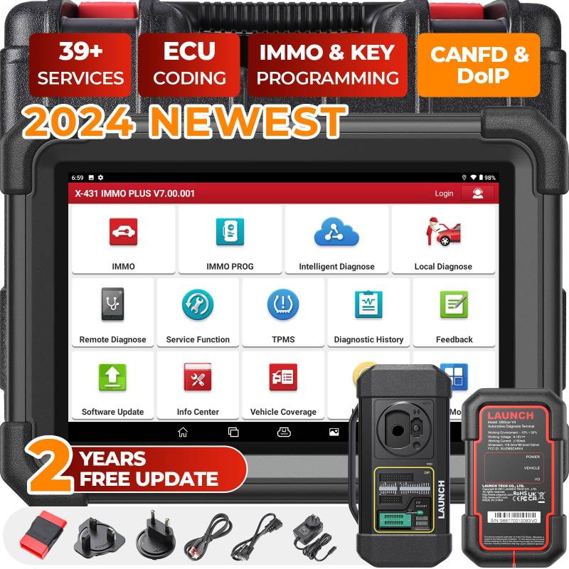 LAUNCH X431 IMMO Plus Schlüsselanhänger-Programmiertool mit X431 PROG3, bidirektional, ECU-Codierung, über 39 Dienste, alle Systemdiagnosen, 2 Jahre kostenloses Update von LAUNCH