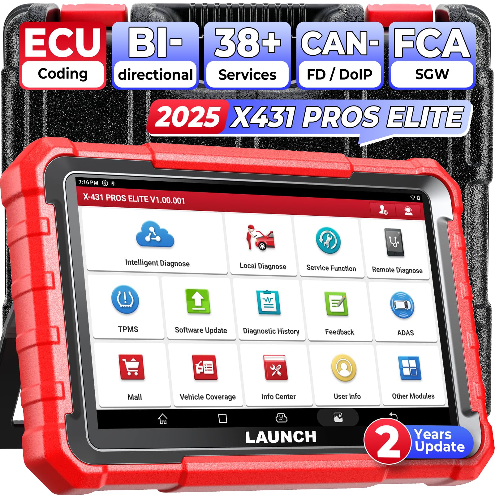 LAUNCH X431 PROS Elite OBD2 Diagnosegerät, bi-direktionales Auto Scan-Tool mit ECU-Codierung, FCA SGW Autos, CANFD & DoIP, 37+ Zurücksetzen, All-System-Diagnose, Aktive Tests LAUNCH X431 PROS Elite OBD2 Diagnosegerät, bi-direktionales Auto Scan-Tool mit ECU-Codierung, FCA SGW Autos, CANFD & DoIP, 37+ Zurücksetzen, All-System-Diagnose, Aktive Tests von LAUNCH