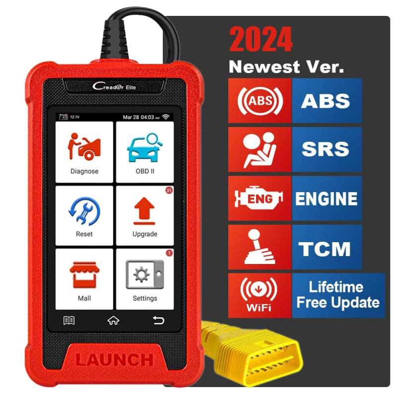 Launch CRE200 OBD2 Diagnosegerät Scanner 2024 Neu Motor/ABS/SRS/Getriebe Auto Diagnosegerät Fehler Code-Leser, 4" Touchscreen, WiFi Lebensdauer kostenloses Update von LAUNCH