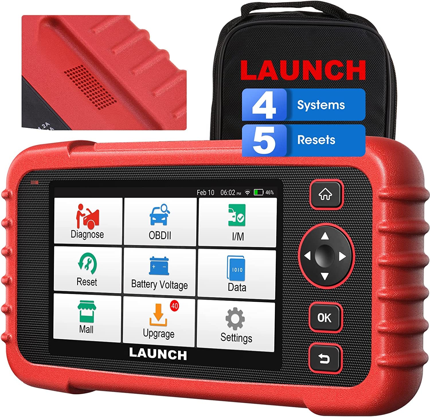 Launch CRP129X V2.0 obd2 Diagnosegerät mit Vier Systemdiagnosen(Motor SRS at/MT und ABS), 12 Reset-Funktion (für öl SAS EPB TPMS BMS ABS usw), 10 OBD2-Funktion, AUTOVIN, KOSTENLOSES Update von LAUNCH