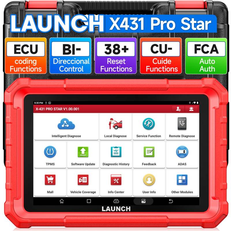 Launch X431 Pro Star 8'' Bidirektional OBD2 Diagnosegerät mit 38+ Resets & ECU Codierung, Alles System diagnosegerät Auto All-in-One Auslesegerät Auto mit CANFD, DOIP, FCA Autoauth, 2 Jahre Update von LAUNCH