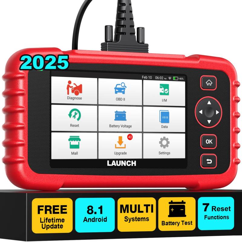 LAUNCH Globel CRP123X V2.0 obd2 Diagnosegerät KFZ-Codeleser für die ABS SRS Motor und Getriebe, 7 Rückstellfunktion, 10 OBD2-Funktionen, AUTOVIN, Lebenslanges kostenloses Update von LAUNCH