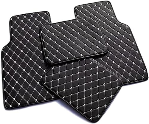 Fußmatten aus Leder Auto Fußmatten für Citroen C1 C2 C3 C4 C5 C5X C6 C8 DS3 DS4 DS5, Leder Staubdicht und verschleißfest Fussmatten,Bodenmatten Automatten,B Black-White von LAVIYE