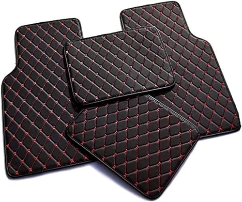 Fußmatten aus Leder Auto Fußmatten für Mercedes Benz V Class Klasse V220d V250d V300d, Leder Staubdicht und verschleißfest Fussmatten,Bodenmatten Automatten,C Black-red von LAVIYE