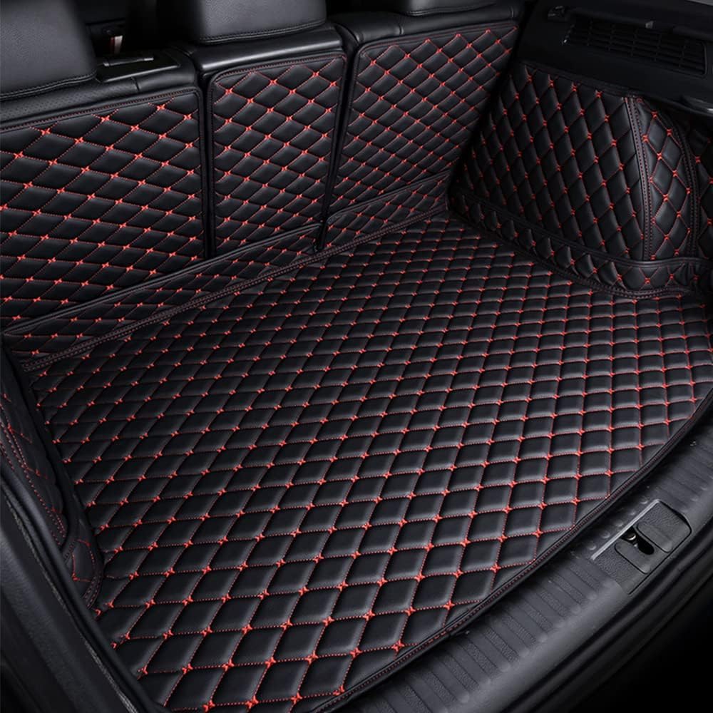 Kofferraummatte Auto für Kia Sorento MQ4 2021 2022 2023 7 Seats, All Inclusive Stil Verschleißfest und Kratzfest Kofferraumwanne, Auto ZubehöR,C Black Red von LAVIYE