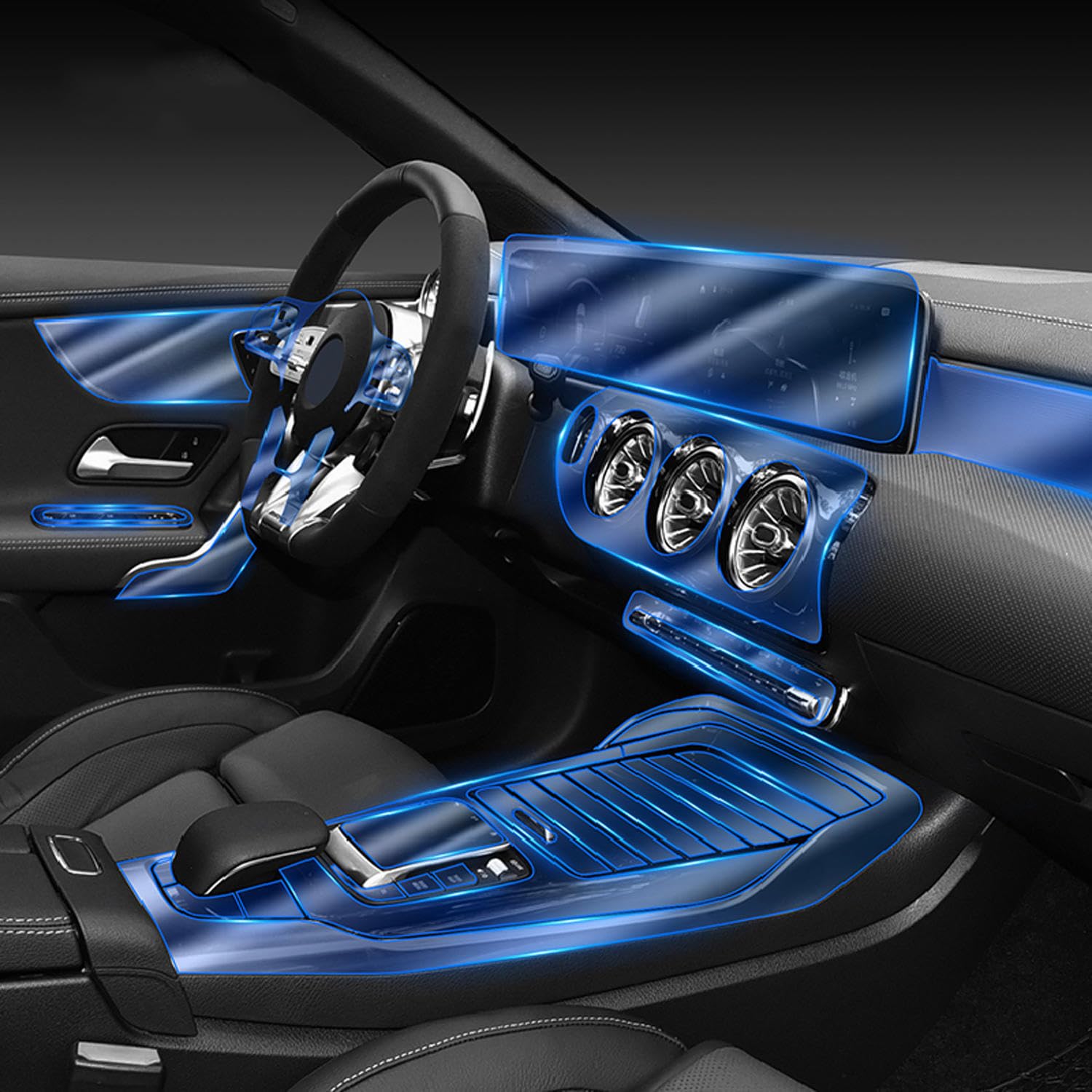 LAVIYE Auto Innenraum Mittelkonsole Transparente TPU-Schutzfolie Anti-Kratz-Folie, für Mercedes Benz AMG A-Klasse 35 45 2019-2021 von LAVIYE
