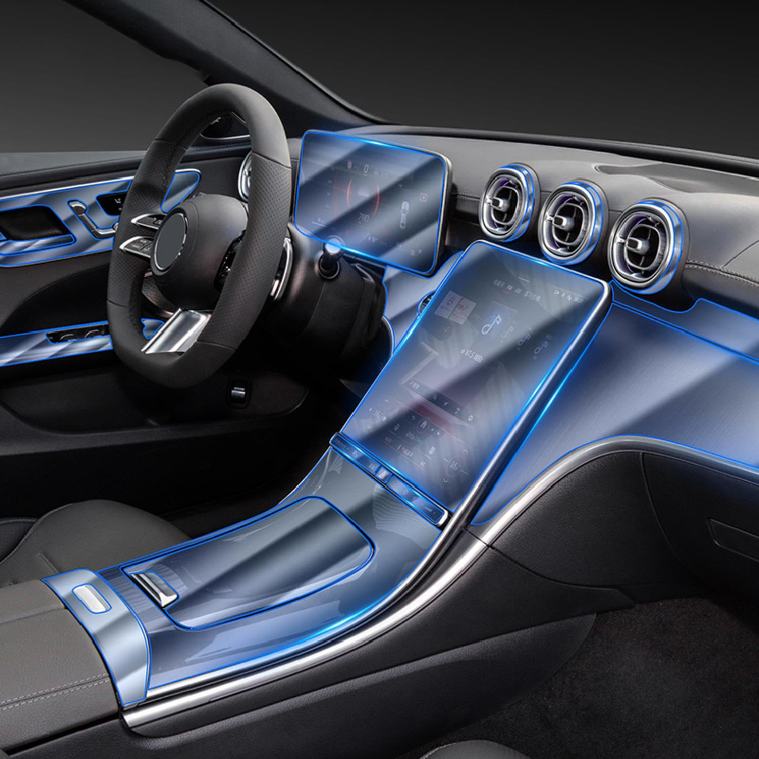 LAVIYE Auto Innenraum Mittelkonsole Transparente TPU-Schutzfolie Anti-Kratz-Folie, für Mercedes-Benz C-Klasse W206 2022-2023 LAVIYE Auto Innenraum Mittelkonsole Transparente TPU-Schutzfolie Anti-Kratz-Folie, für Mercedes-Benz C-Klasse W206 2022-2023 von LAVIYE