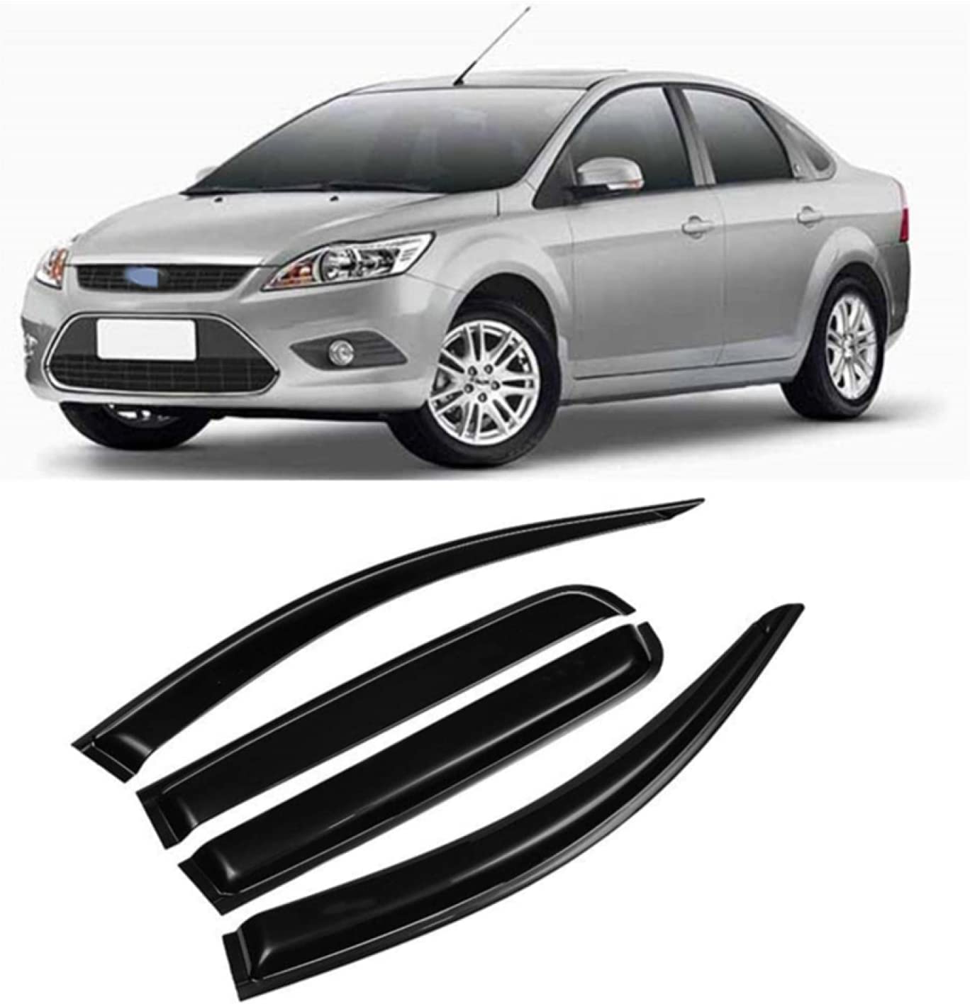 LAXIL 4 Stück Autofenster Windabweiser für Ford Focus MK2 2007-2010 2011, All Weather Wasserdicht Beschlagfrei Auto Seitenfenster Beschattung abweiser Luftabweiser Zubehör LAXIL 4 Stück Autofenster Windabweiser für Ford Focus MK2 2007-2010 2011, All Weather Wasserdicht Beschlagfrei Auto Seitenfenster Beschattung abweiser Luftabweiser Zubehör von LAXIL