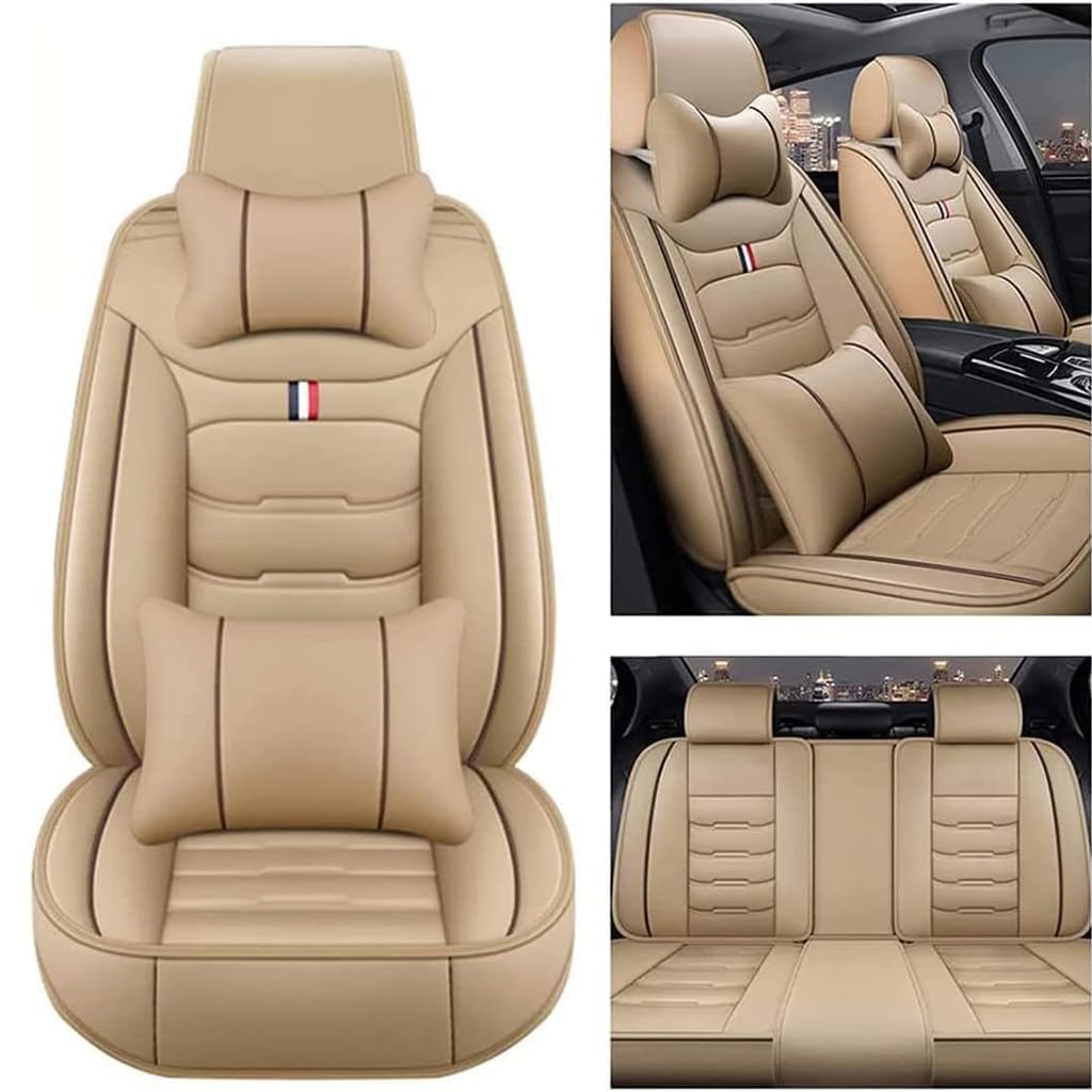 LAXTO Auto sitzbezüge für BMW 6er E63 Coupe 2003-2010,Leder sitzbezug Sets Komplettset 5-Sitze sitzschoner Wasserdicht Schonbezüge Innenraum Zubehör,beige von LAXTO