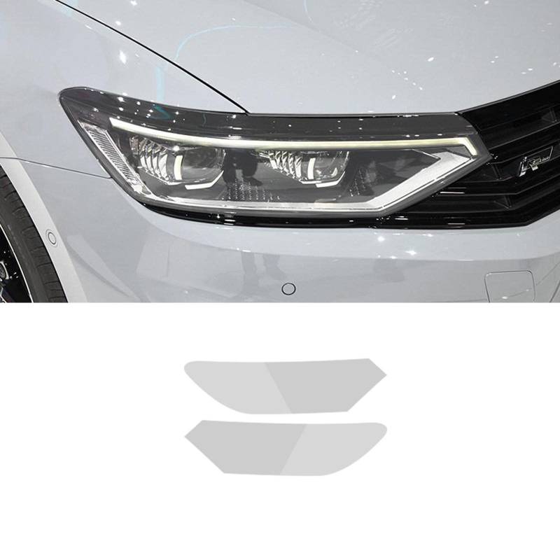 LAYGU 2 Stück Autoscheinwerfer Schutzfolie Scheinwerfer Transparent Schwarz TPU Aufkleber, Für VW Passat B8 2015-2020 NEMS 2019-On von LAYGU