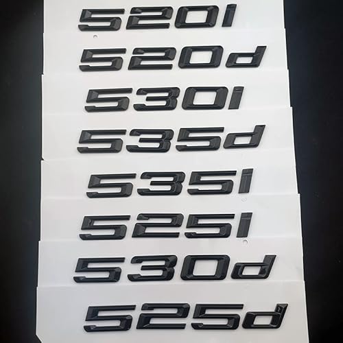LAZIRO 3D ABS Auto Buchstaben Kofferraum Abzeichen Aufkleber 520i 520d 530i 535i 535d 530d Emblem Logo passend for BMW Schriftzug E60 E39 F10 Zubehör (Color : Glossy Black, Size : 535d) von LAZIRO